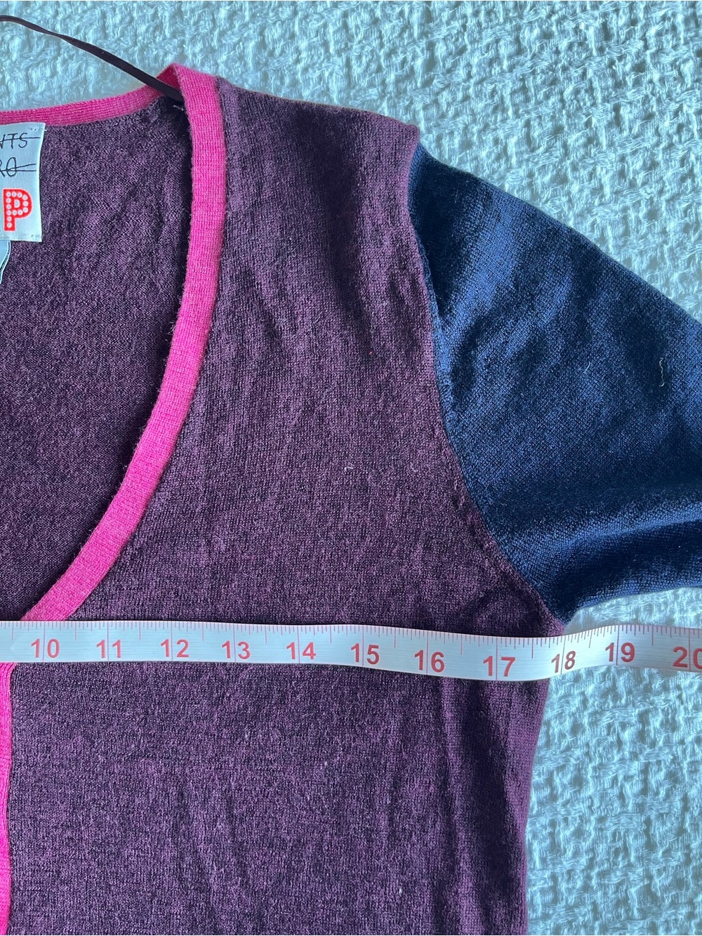 Clements Ribeiro POP Colorblock Woolmark Merino Wool Cardigan Size M Plum - Picture 5 of 12